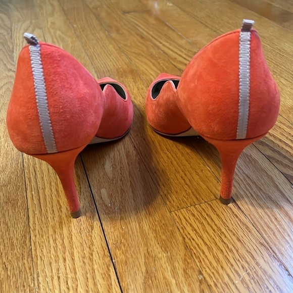 Women's Suede Pointed Toe Wave Edge Stiletto Heel Pumps Shoes Sz 41 US 10 - Picture 6 of 7